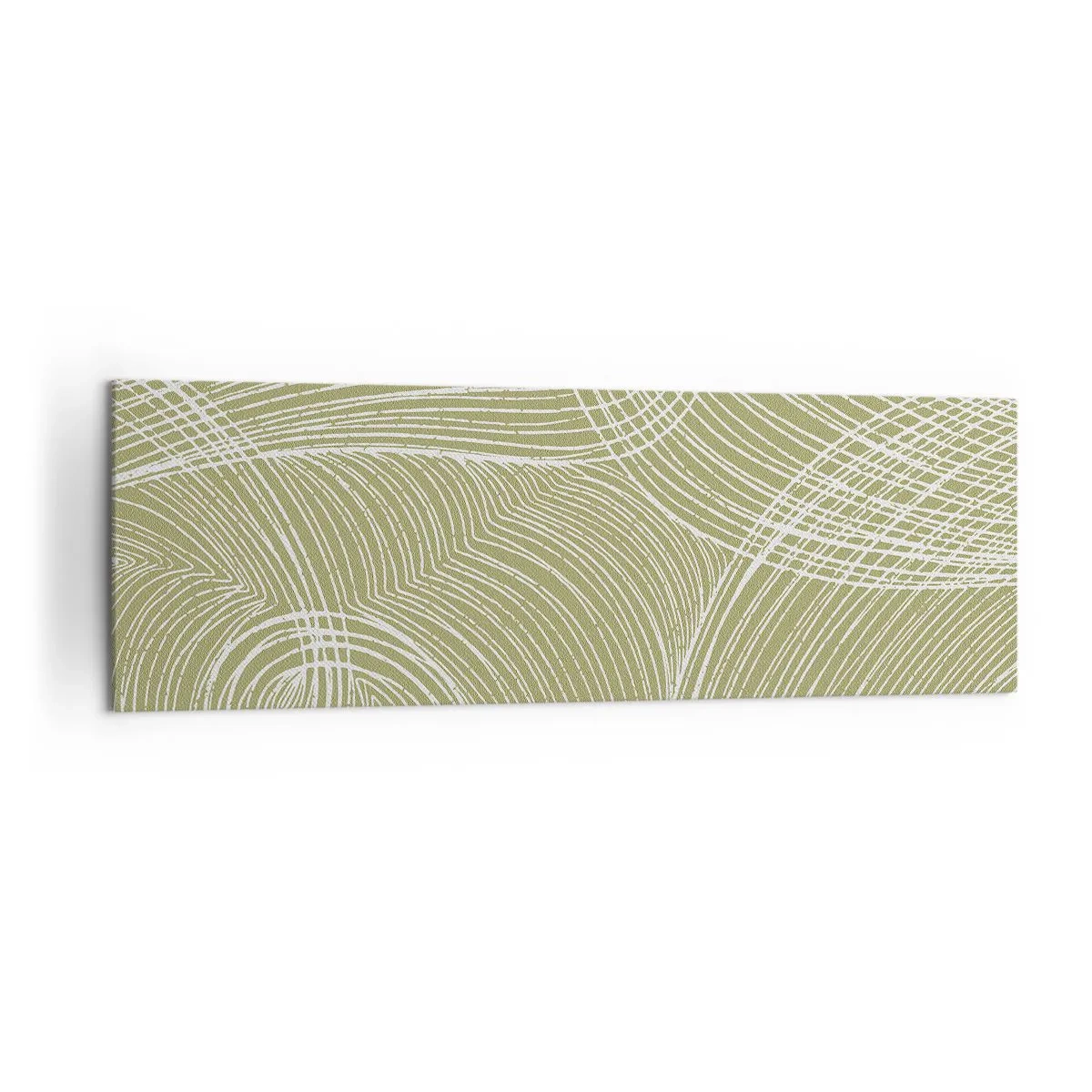 Bild auf Leinwand - Leinwandbild - Grüne und weiße Linien in einer abstrakten Komposition - 160x50cm - Komplizierte Abstraktion in Weiß - Moderne Wanddekoration für Wohnzimmer und Schlafzimmer ARTTOR
