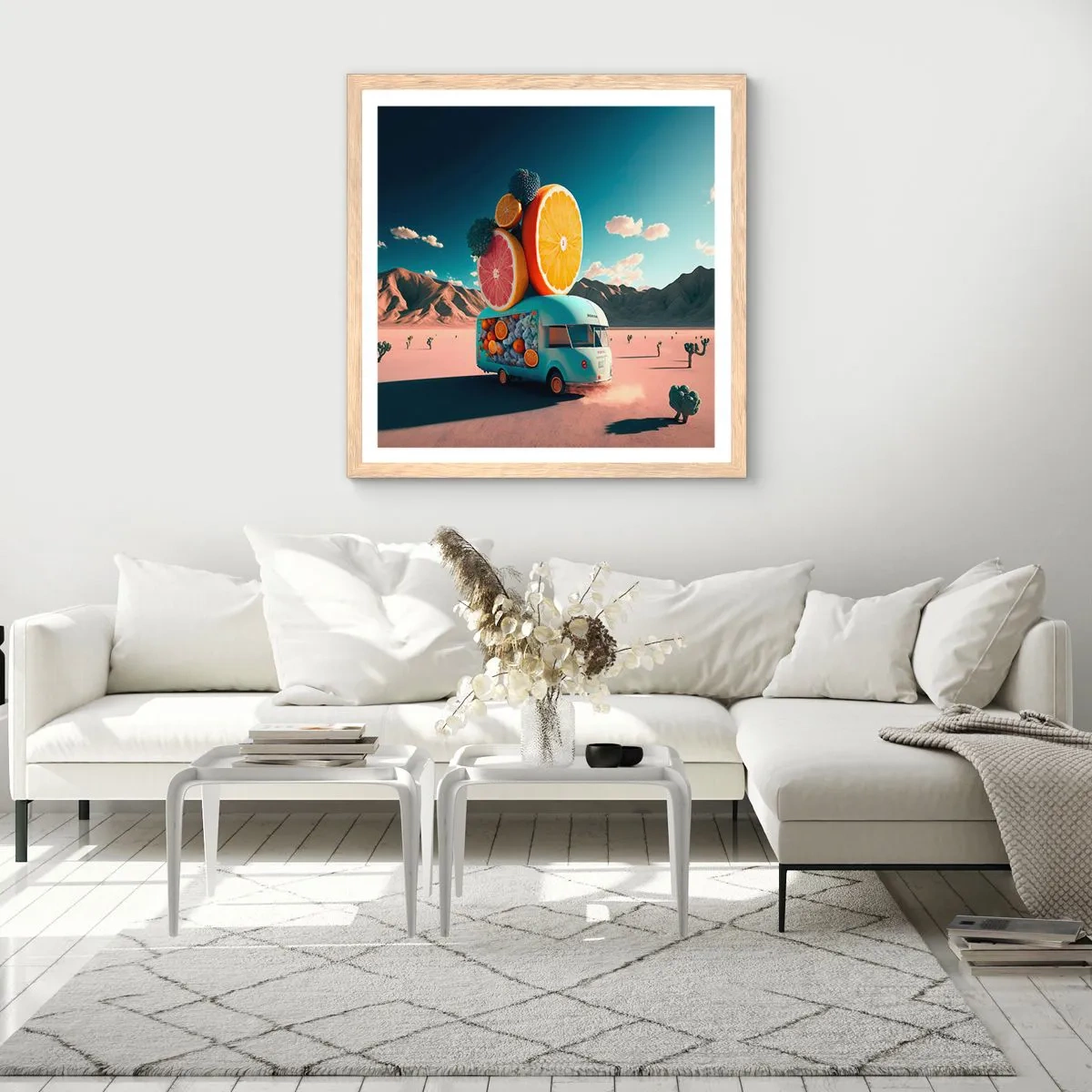 Poster in einem Rahmen aus heller Eiche - Geschmack von Urlaub - 60x60 cm