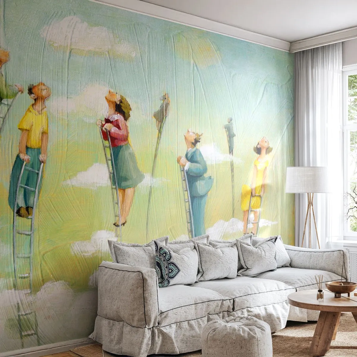 Fototapete Standard Eco - Hinter deinem Traum - Abstraktion, Wolken, Menschen - 200x140 cm