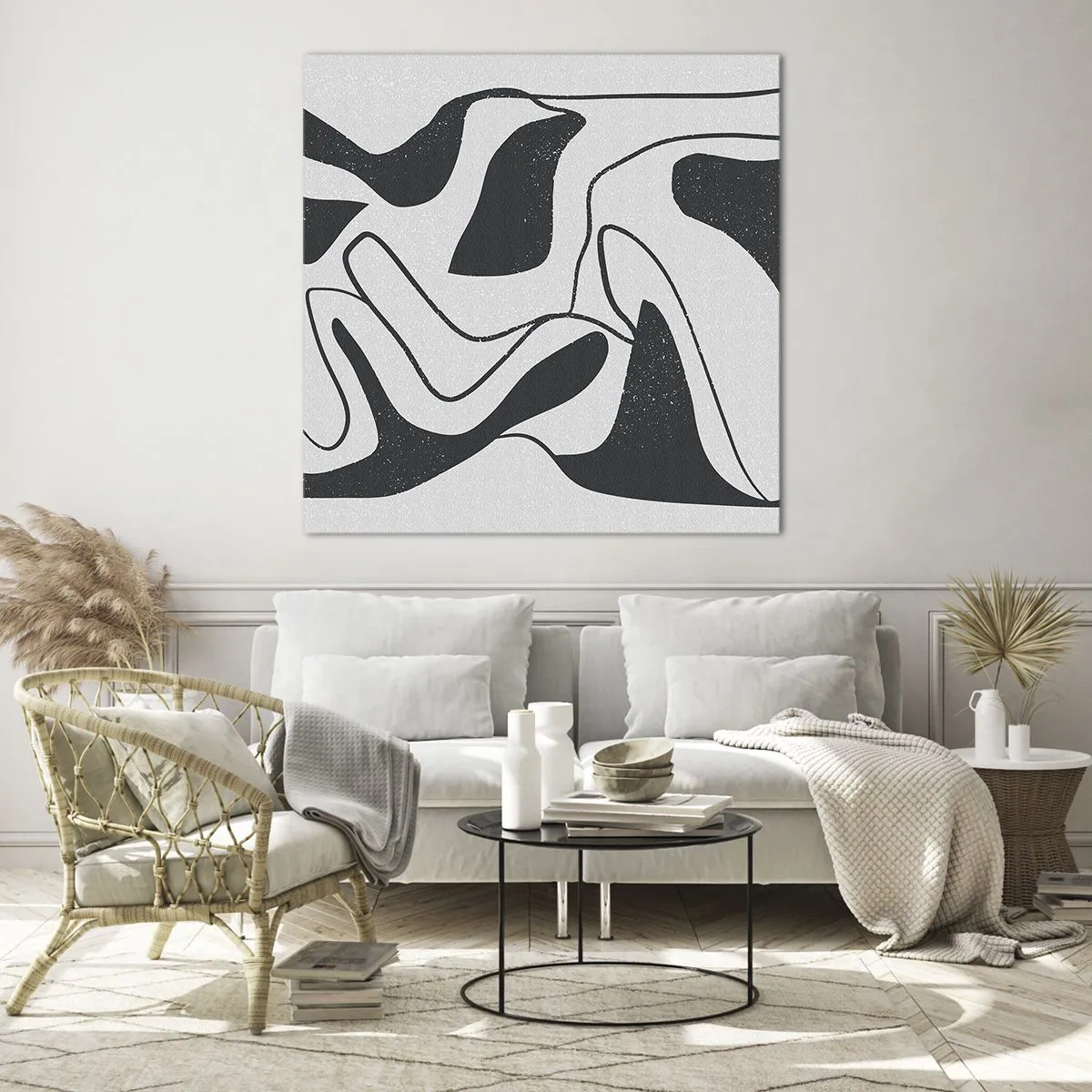 Glasbild - Bild auf glas - Abstraktes Spiel im Labyrinth - 70x70 cm