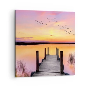 Bild auf Leinwand - Leinwandbild - Violette stille Morgendämmerung - 50x50 cm