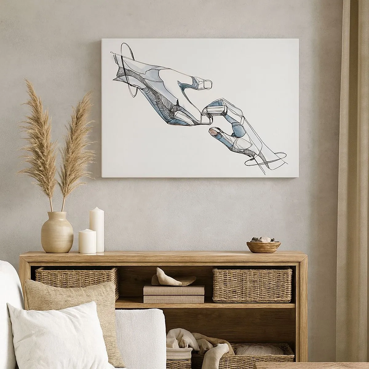 Bild auf Leinwand - Leinwandbild - Künstlerische Darstellung einer Hand in minimalistischer und geometrischer Form - 70x50cm - Eine gute Geste - Moderne Wanddekoration für Wohnzimmer und Schlafzimmer ARTTOR