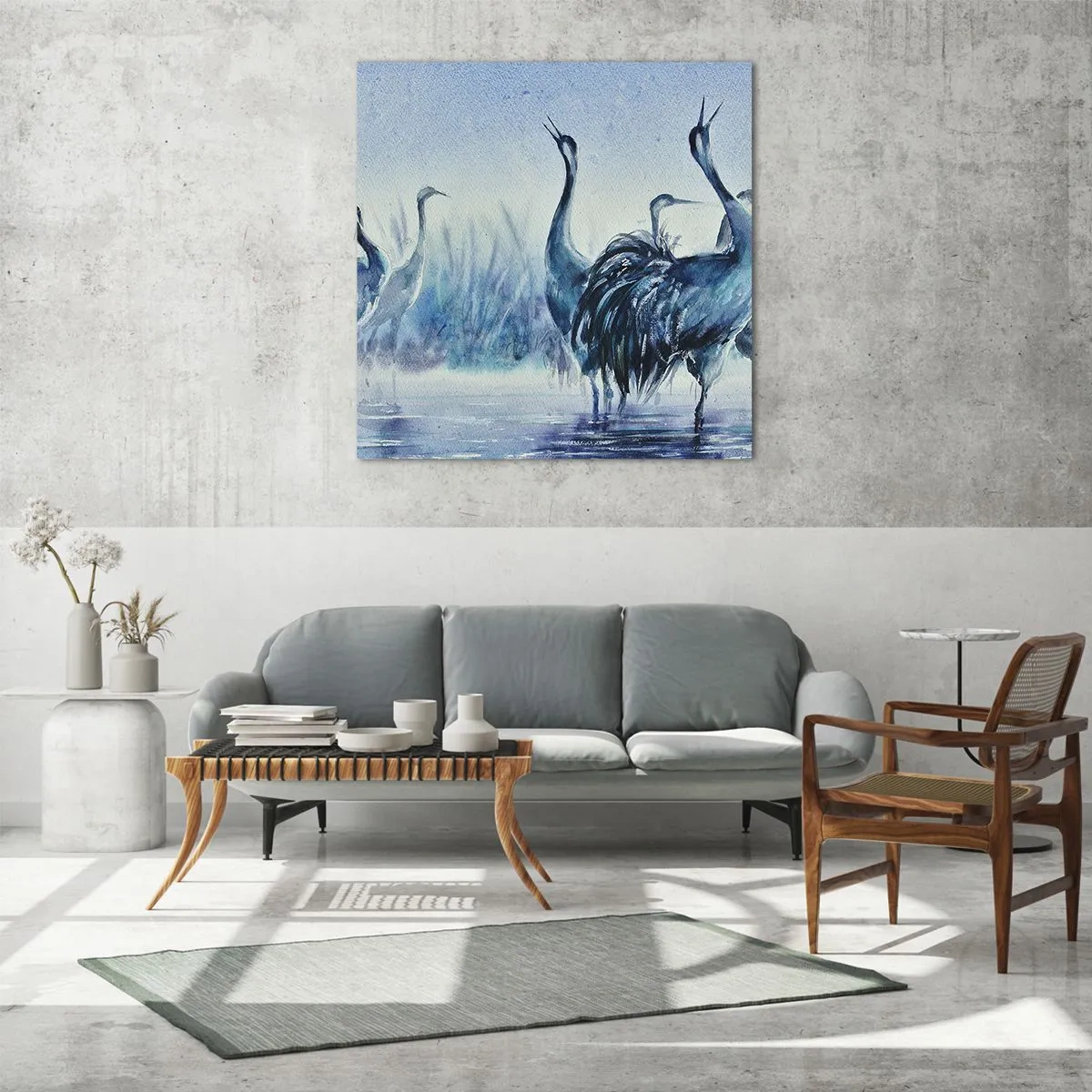 Glasbild - Bild auf glas - Morgentliches Treffen - 30x30 cm