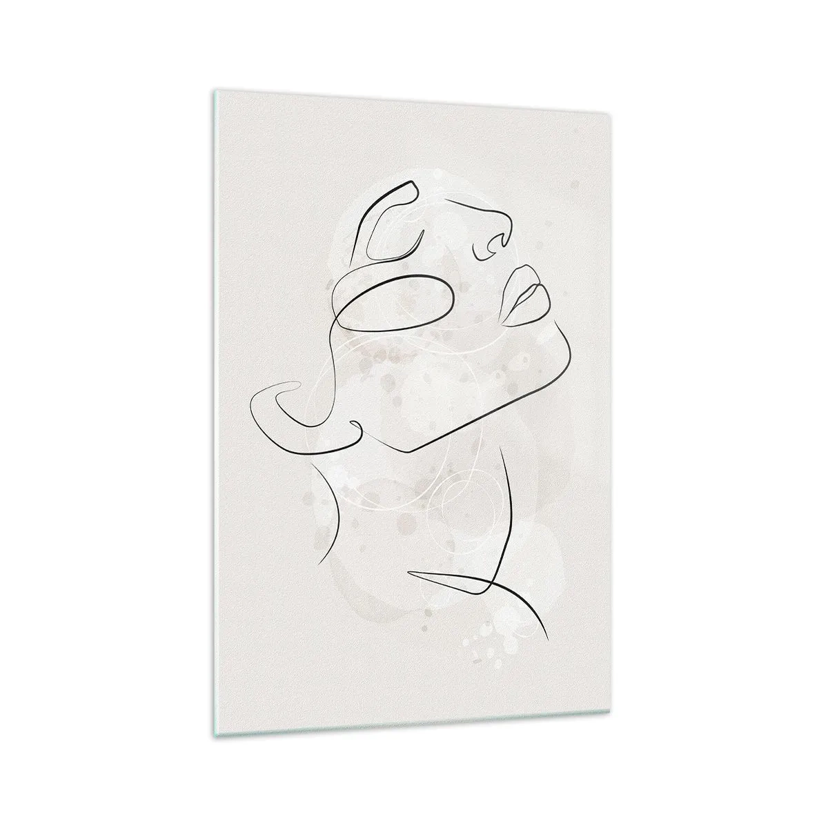 Glasbild - Bild auf glas - Eine minimalistische Skizze eines Gesichts auf hellem Hintergrund - 70x100cm - Die Umrisse eines Traums - Moderne Wanddekoration für Wohnzimmer und Schlafzimmer ARTTOR