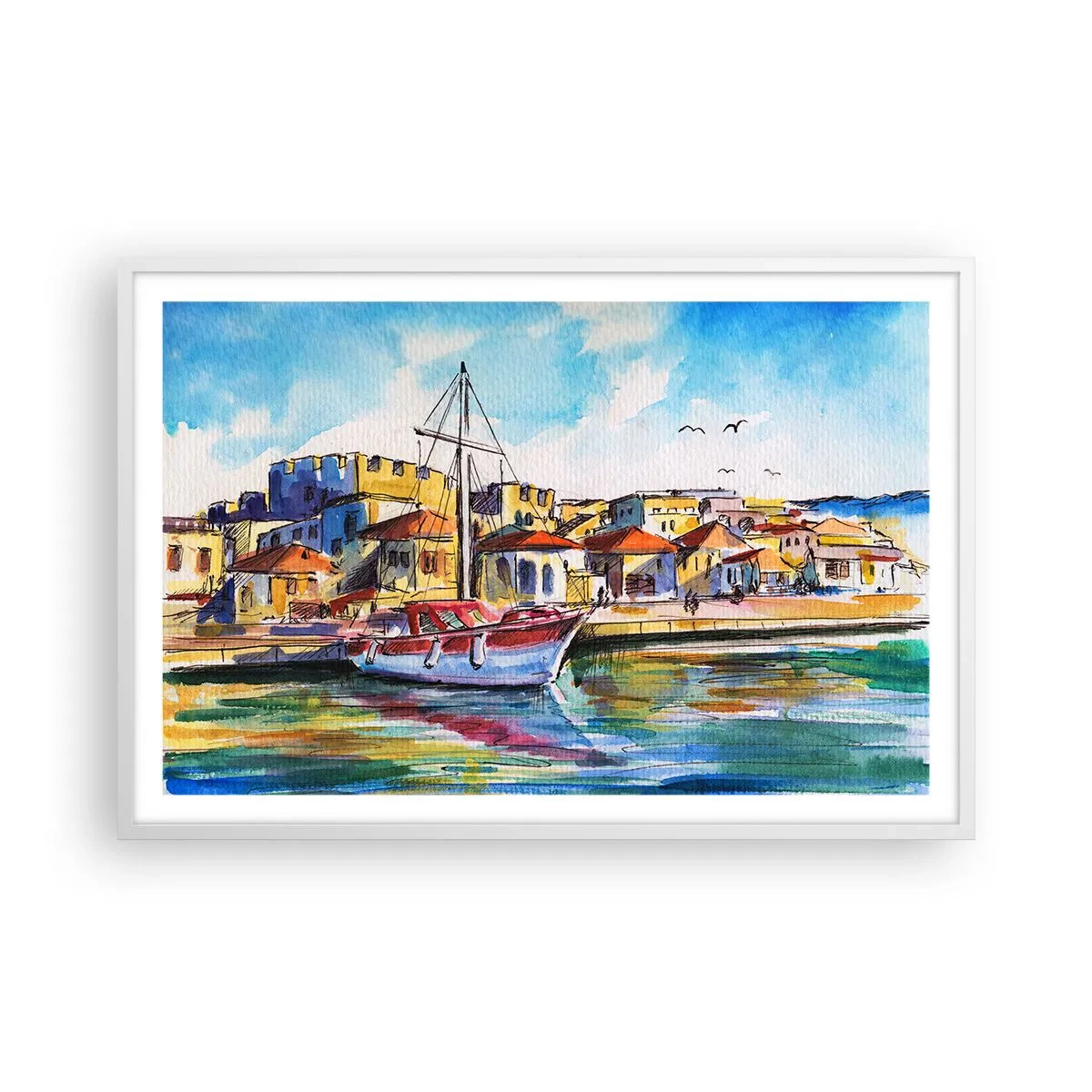 Poster in einem weißen Rahmen - Regenbogennachmittag - 91x61 cm