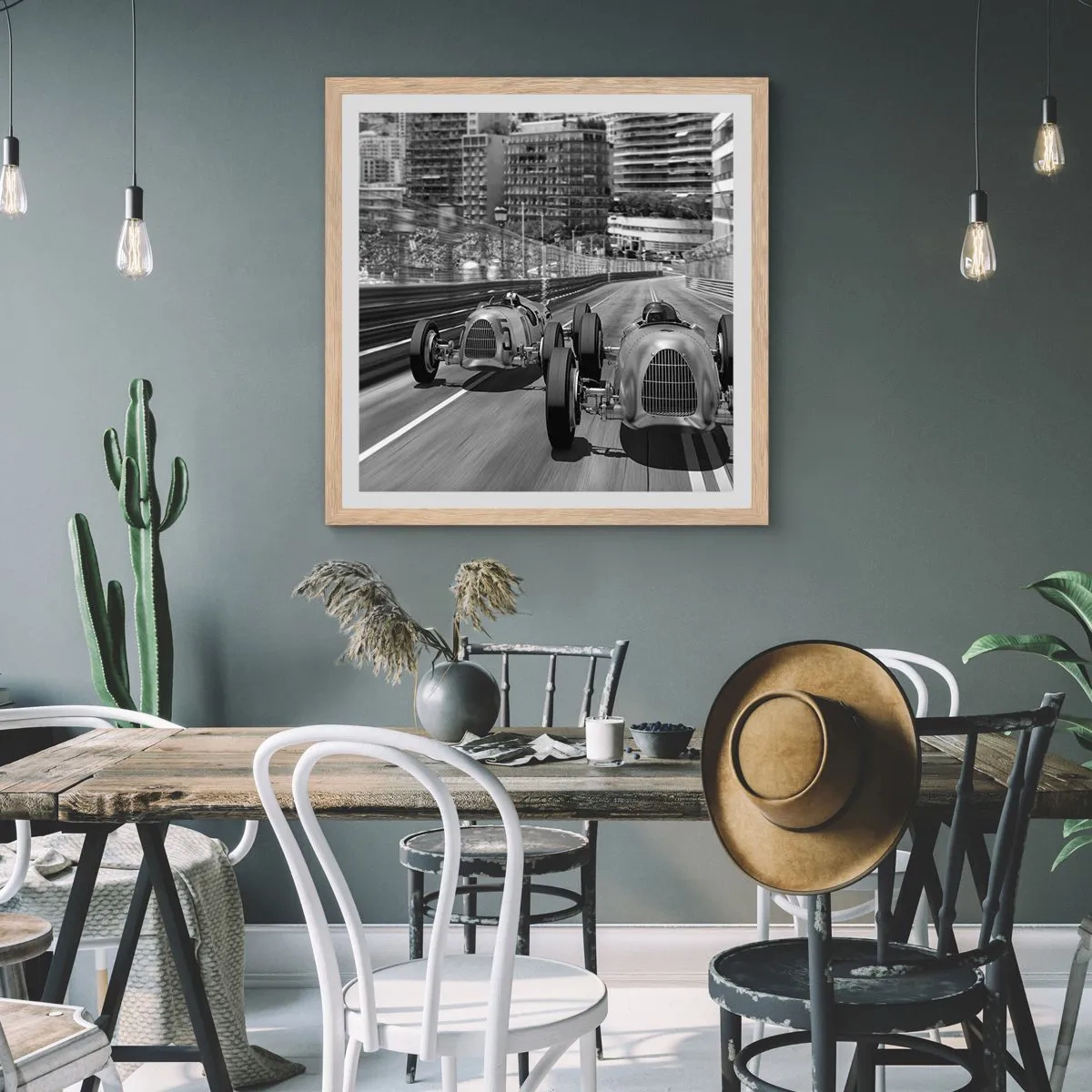 Poster in einem Rahmen aus heller Eiche - Vor langer Zeit in Monte Carlo - 60x60 cm