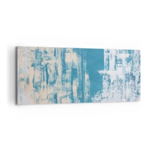 Bild auf Leinwand - Leinwandbild - Abstrakte Komposition in Blau- und Weißtönen - 120x50cm - Durch einen Eiszapfen - Moderne Wanddekoration für Wohnzimmer und Schlafzimmer ARTTOR