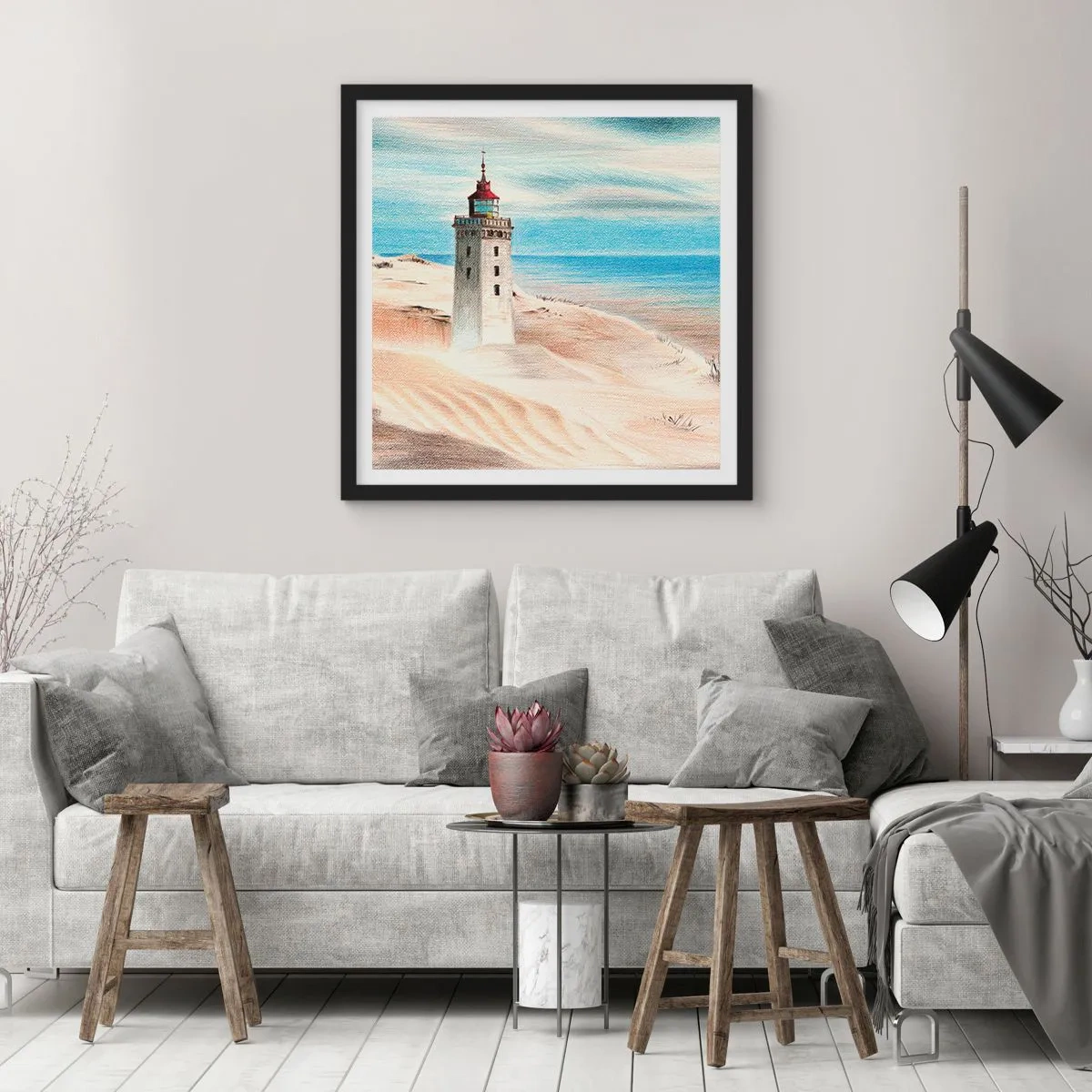 Poster in einem schwarzem Rahmen - Immer aufs Meer starrend - 30x30 cm