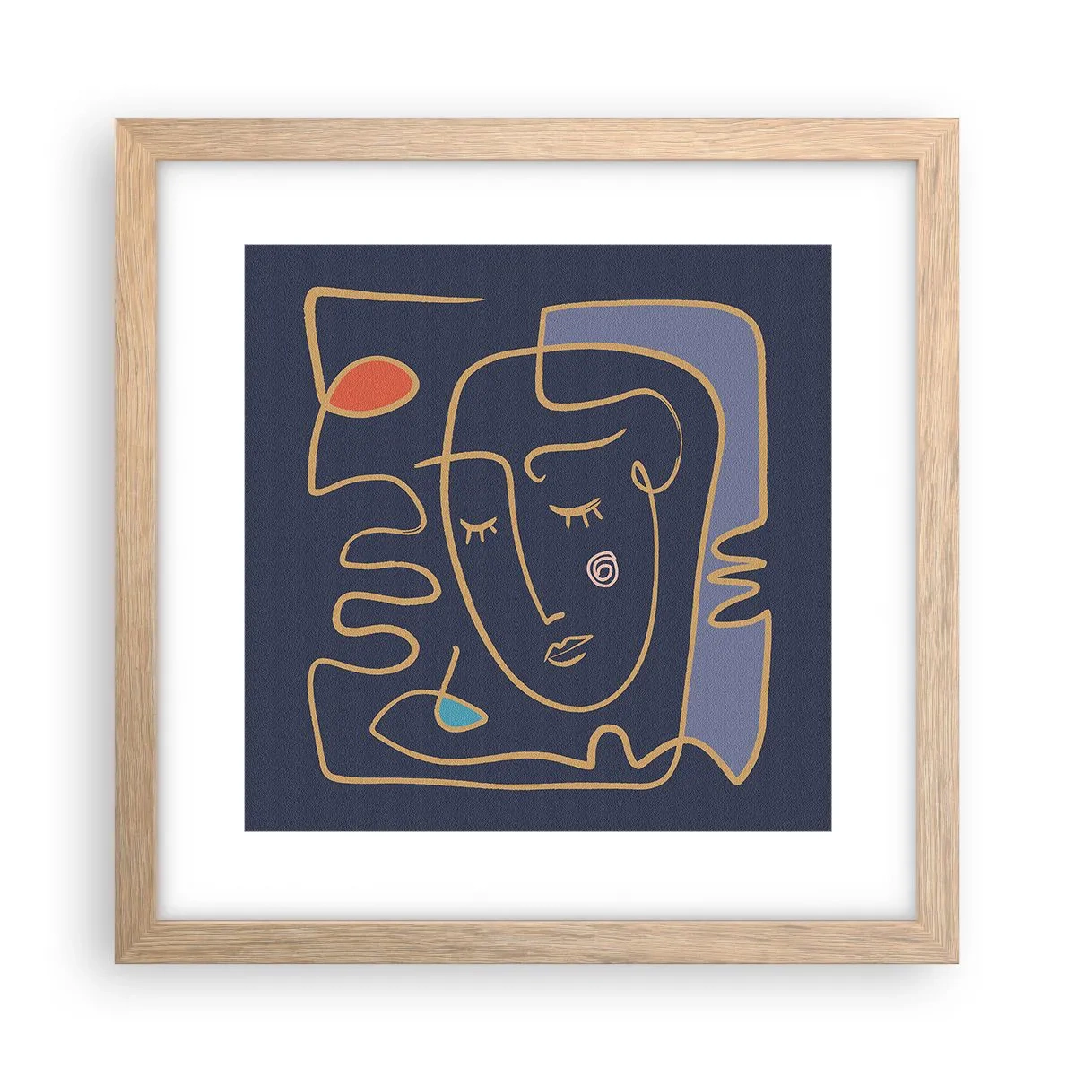Poster in einem Rahmen aus heller Eiche - In Gedanken - 30x30 cm