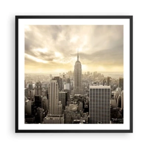 Poster in einem schwarzem Rahmen - New York aus Grau - 60x60 cm