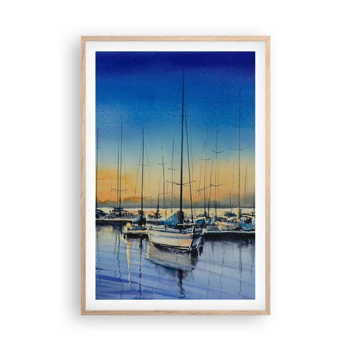 Poster in einem Rahmen aus heller Eiche - Ende eines guten Tages - 61x91 cm