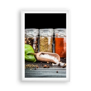 Poster in einem weißen Rahmen - Für einen Geschmack des Lebens - 61x91 cm