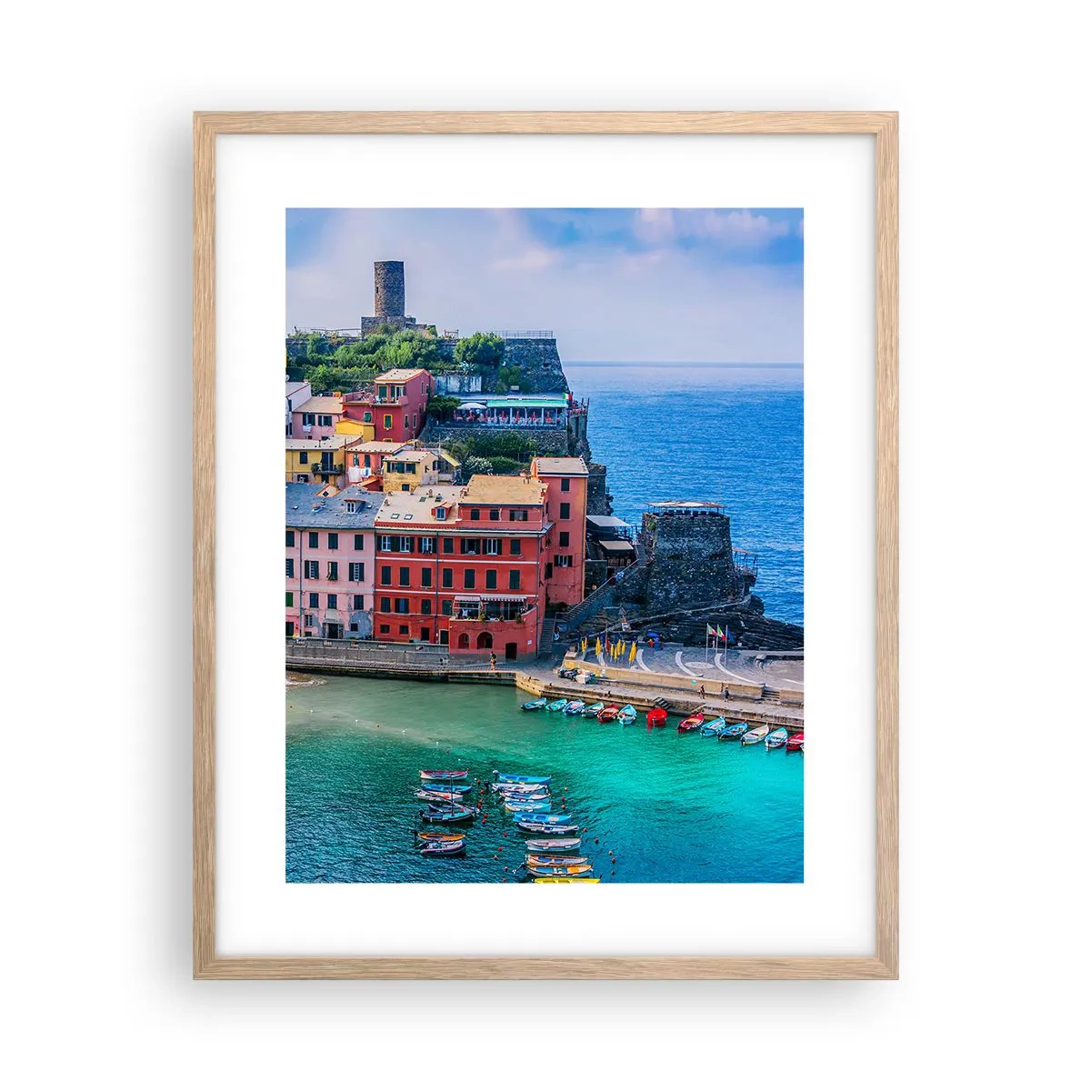 Poster in einem Rahmen aus heller Eiche - Mediterrane Zauberstadt - 40x50 cm