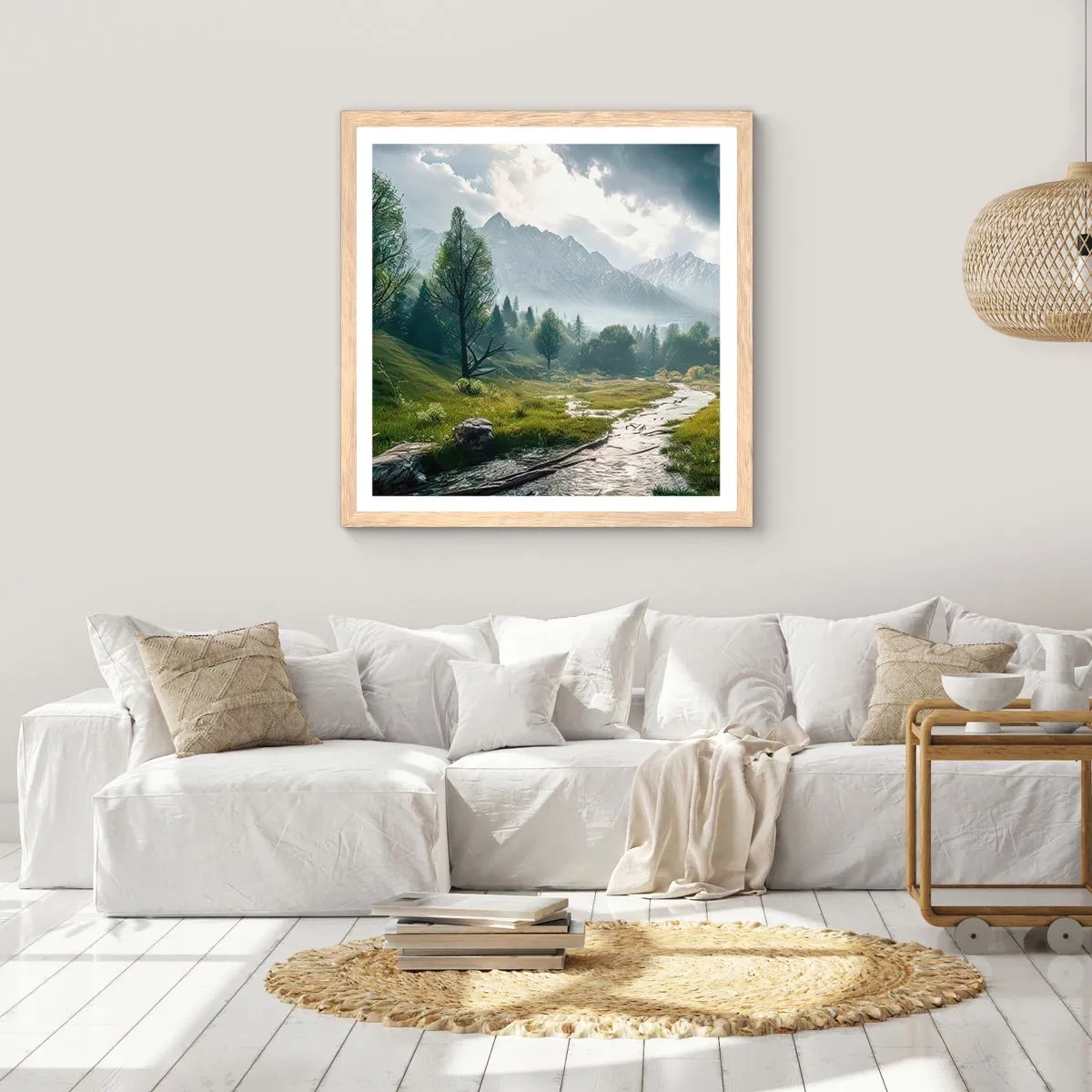 Poster in einem Rahmen aus heller Eiche - Hin und zurück - 60x60 cm