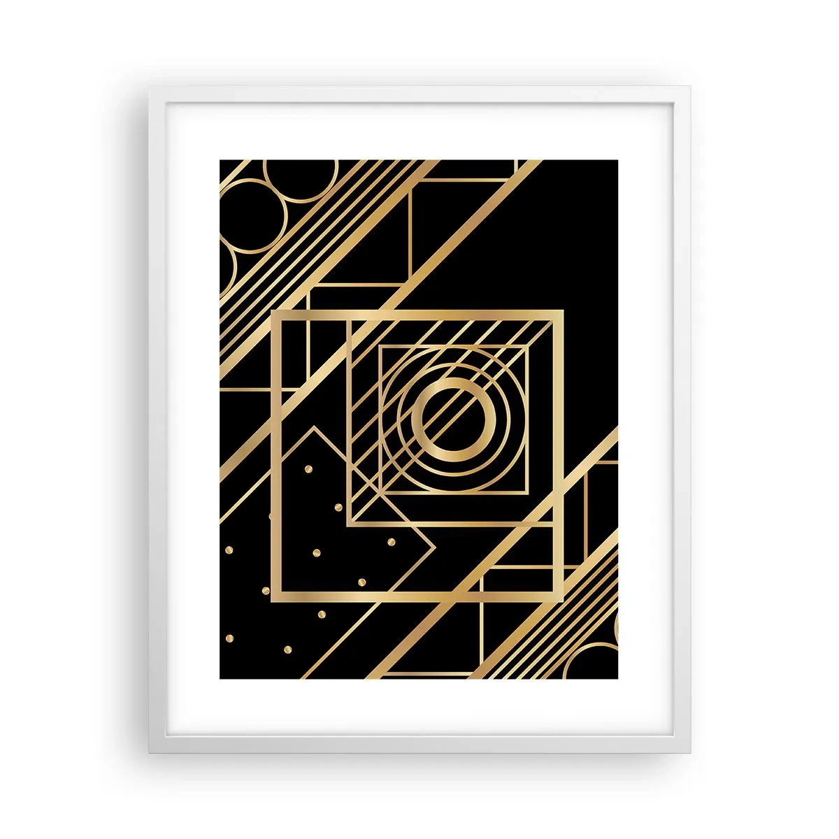 Poster in einem weißen Rahmen - Goldene Geometrie - 40x50 cm