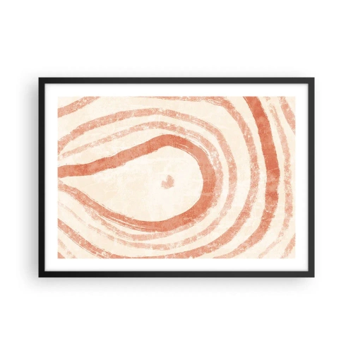 Poster in einem schwarzem Rahmen - Ein abstraktes Motiv aus konzentrischen Linien in Terrakotta-Tönen. - 70x50cm - Korallenkreise – Komposition - Moderne Wanddekoration für Wohnzimmer und Schlafzimmer ARTTOR