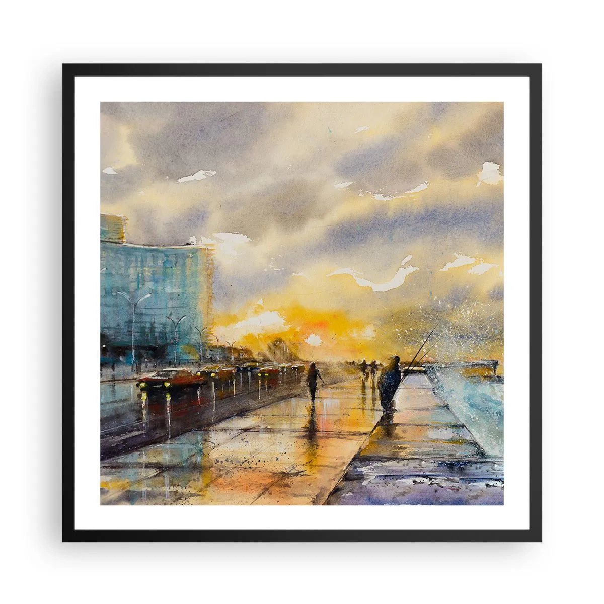 Poster in einem schwarzem Rahmen - Leben am Ufer - 60x60 cm