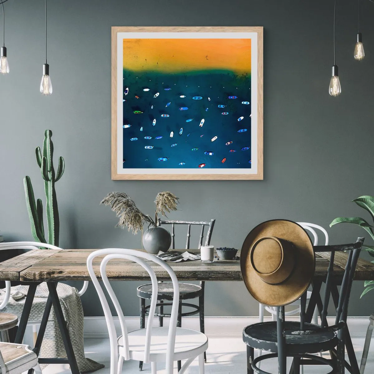 Poster in einem Rahmen aus heller Eiche - Feiertagsspiel - 50x50 cm