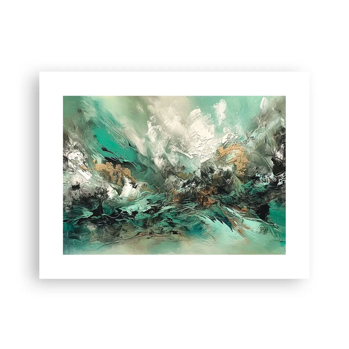 Poster - Smaragdgrüne und schwarze Brandung - 40x30 cm