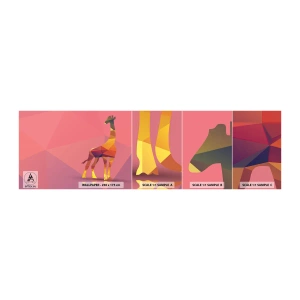Fototapeten Muster Selbstklebend Deluxe Sticker - In den Farben der Savanne - Tiere, Giraffe, Geometrische Figur - 100x30 cm