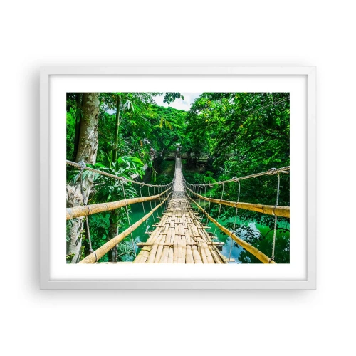 Poster in einem weißen Rahmen - Monkey Bridge über das Grün - 50x40 cm