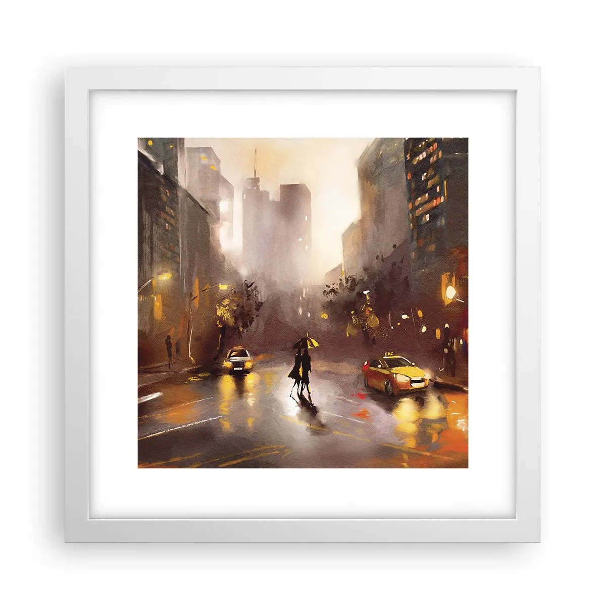 Poster in einem weißen Rahmen - Im Licht von New York - 30x30 cm