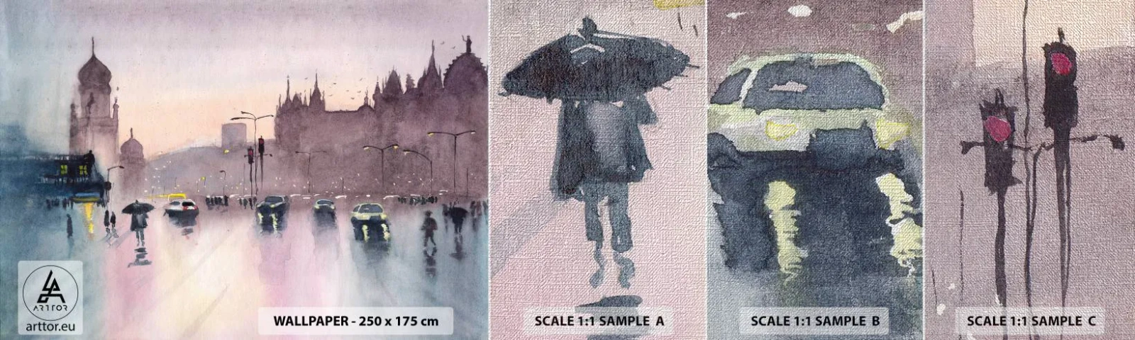 Fototapeten Muster Premium Canvas - Im regnerischen Dunst - Stadt, Die Architektur, Monumente - 100x30 cm