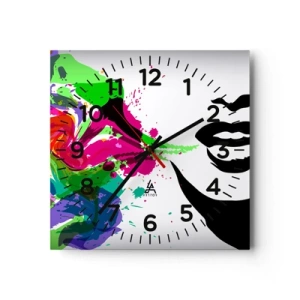 Wanduhr - Glasuhr - Eine Geschichte in den Farben des Regenbogens - 40x40 cm