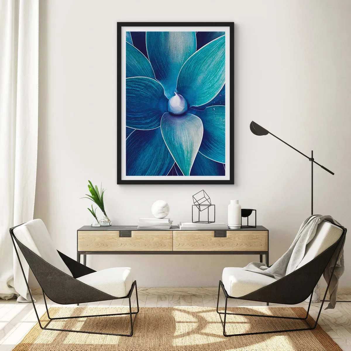 Poster in einem schwarzem Rahmen - Bläulich vom Himmel - 61x91 cm