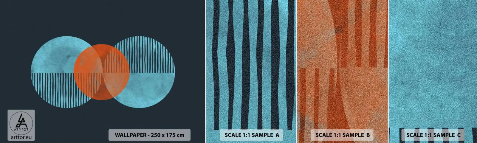 Fototapeten Muster Selbstklebend Deluxe Sticker - Symmetrische Komposition - Abstraktion, Stück, Geometrisches Muster - 100x30 cm