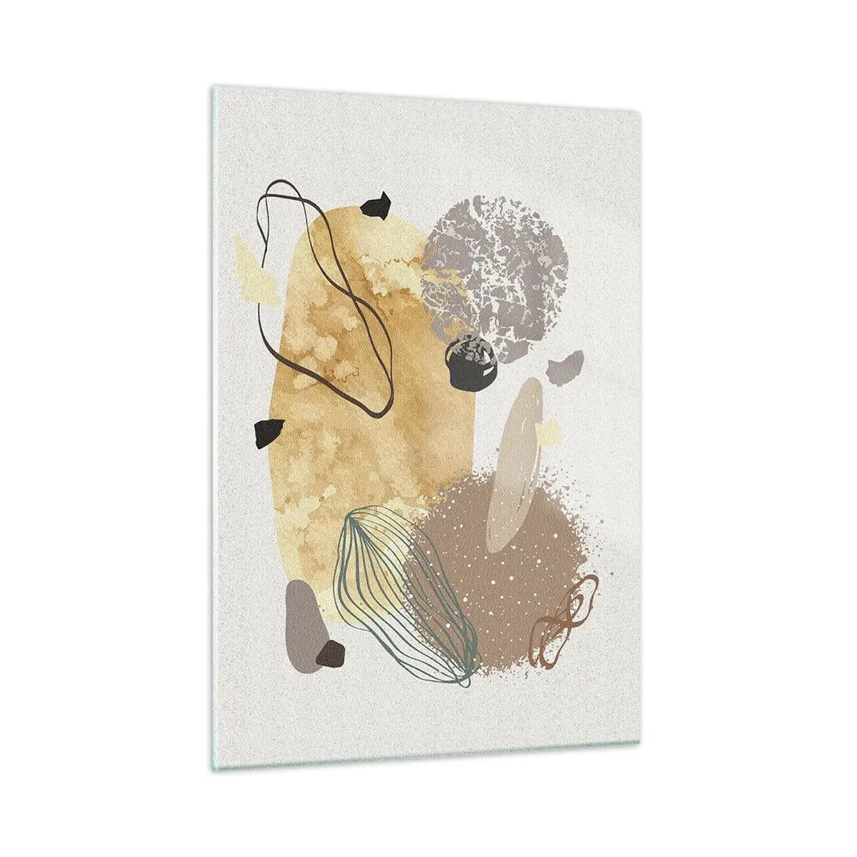 Glasbild - Bild auf glas - Beige und braune Abstraktion mit unregelmäßigen Formen - 50x70cm - Angewandte Plumkologie - Moderne Wanddekoration für Wohnzimmer und Schlafzimmer ARTTOR