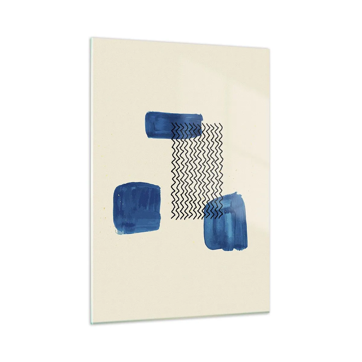 Glasbild - Bild auf glas - Moderne Abstraktion mit blauen Akzenten - 50x70cm - Ein abstraktes Quartett - Moderne Wanddekoration für Wohnzimmer und Schlafzimmer ARTTOR