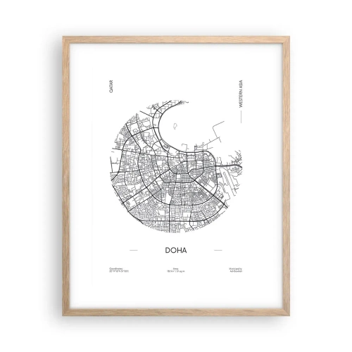Poster in einem Rahmen aus heller Eiche - Anatomie von Doha - 40x50 cm
