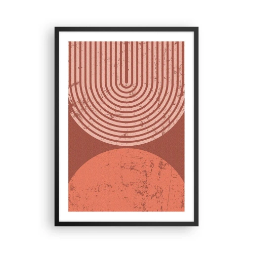 Poster in einem schwarzem Rahmen - Geometrische Abstraktion in Terrakotta-Tönen mit Vintage-Effekt - 50x70cm - Enge Beziehung - Moderne Wanddekoration für Wohnzimmer und Schlafzimmer ARTTOR