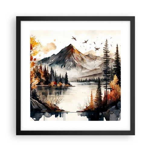 Poster in einem schwarzem Rahmen - Goldener Herbst in den Bergen - 40x40 cm