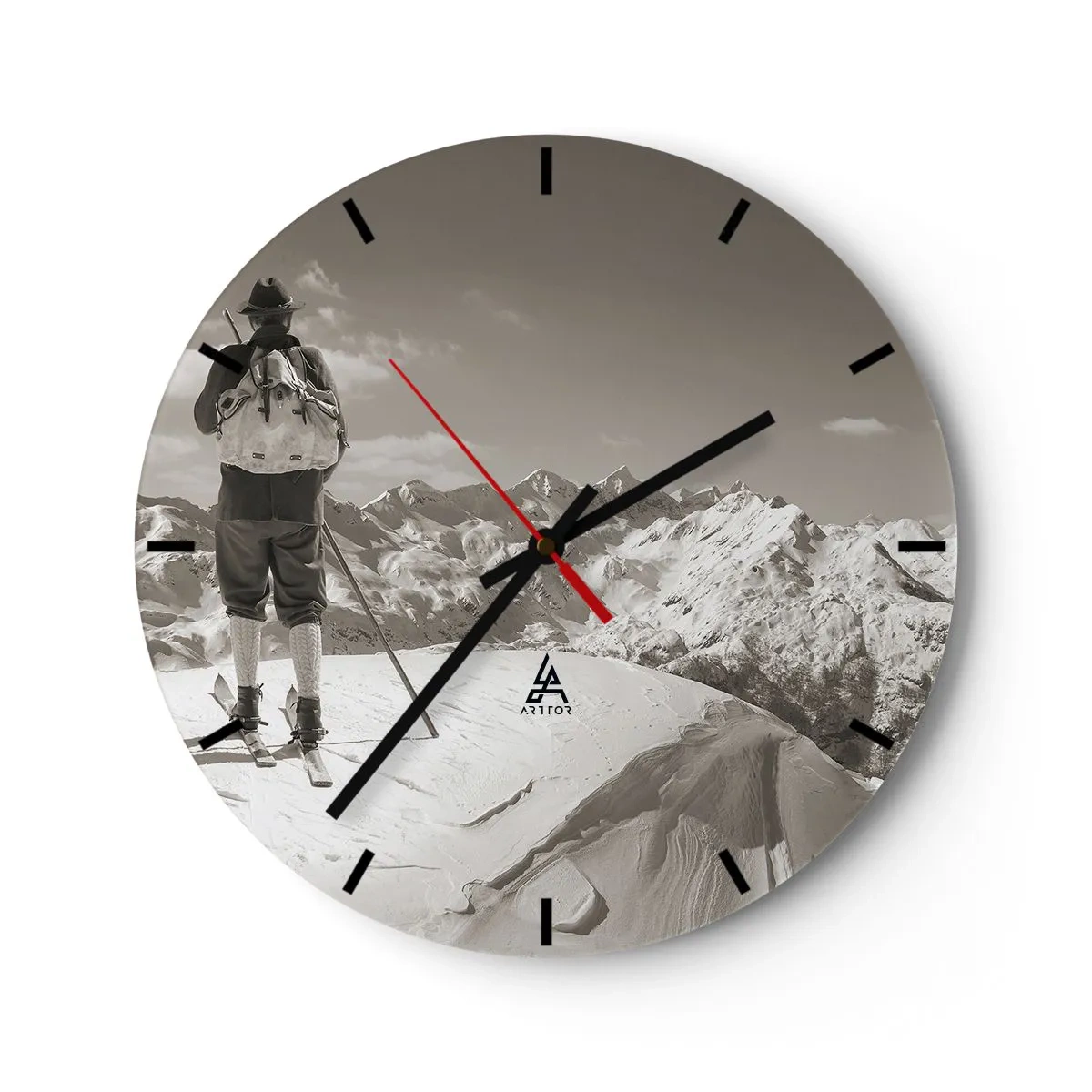 Wanduhr - Glasuhr - Und die Berge bleiben unverändert - 40x40 cm