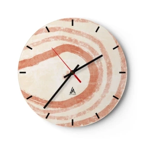 Wanduhr - Glasuhr - Abstrakte Korallenkreise auf hellem Hintergrund - 30x30cm - Korallenkreise – Komposition - Moderne Wanddekoration für Wohnzimmer, Küche und Schlafzimmer ARTTOR
