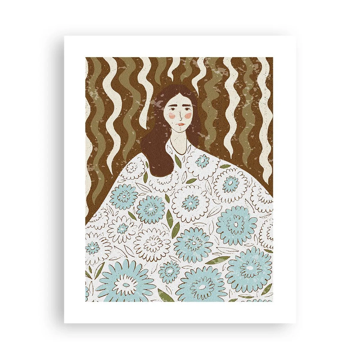 Poster - Porträt im floralen Gewand - 40x50 cm