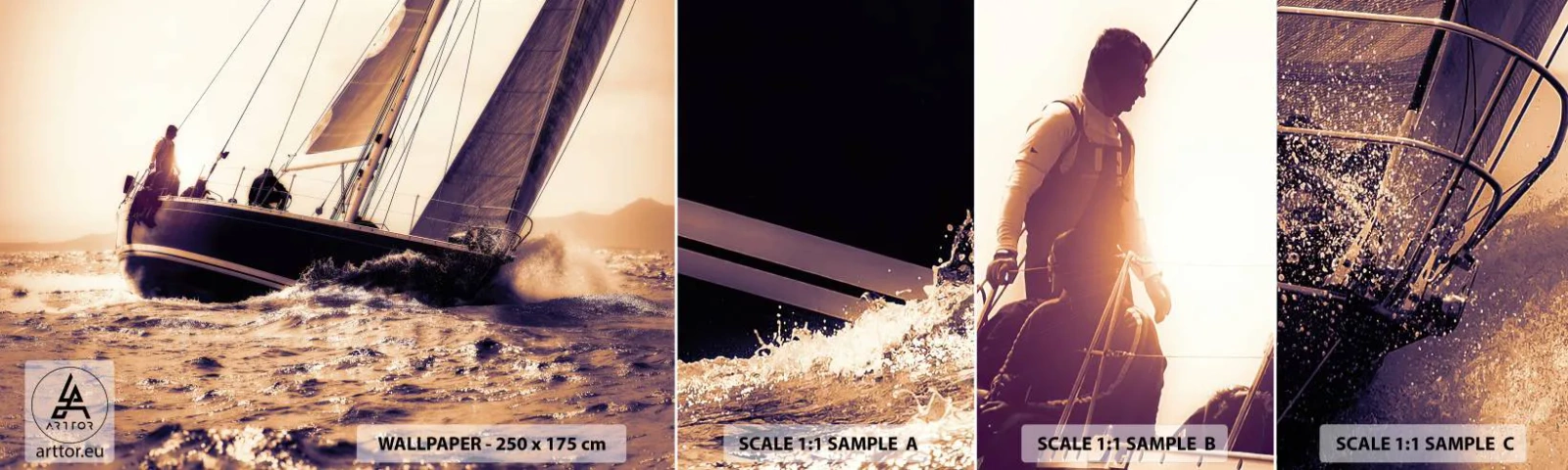 Fototapeten Muster Selbstklebend Deluxe Sticker - Segle, Seemann - Yacht, Meer, Segeln - 100x30 cm