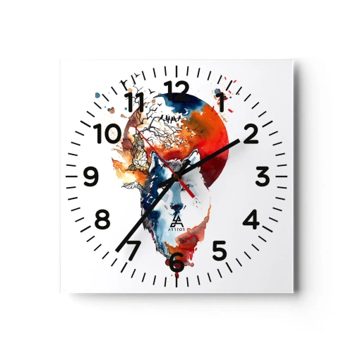 Wanduhr - Glasuhr - Nase an Nase mit der Nacht - 40x40 cm