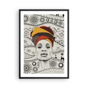 Poster in einem schwarzem Rahmen - Afrikanischer Patriarch - 50x70cm - Afrikanisches Porträt - Moderne Wanddekoration für Wohnzimmer und Schlafzimmer ARTTOR