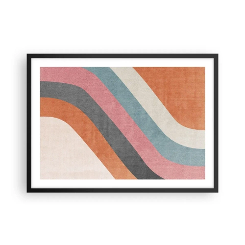 Poster in einem schwarzem Rahmen - Bunte Retro-Streifen - 70x50cm - Diagonale Komposition – Bewegung - Moderne Wanddekoration für Wohnzimmer und Schlafzimmer ARTTOR