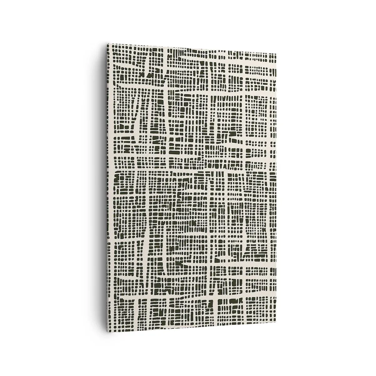 Bild auf Leinwand - Leinwandbild - Ein geometrisches Muster, das einem Gitter auf hellem Hintergrund ähnelt - 80x120cm - Gewebte Komposition - Moderne Wanddekoration für Wohnzimmer und Schlafzimmer ARTTOR