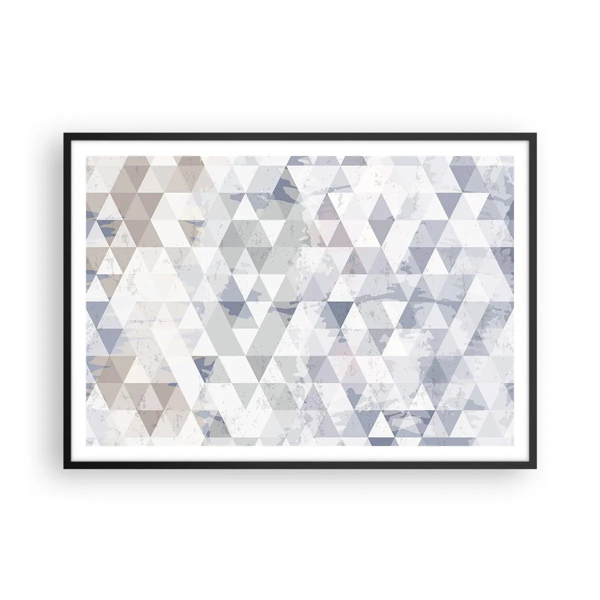 Poster in einem schwarzem Rahmen - Geometrisches Dreiecksmuster in Pastelltönen - 100x70cm - Im Rhythmus auf drei - Moderne Wanddekoration für Wohnzimmer und Schlafzimmer ARTTOR