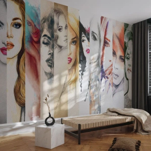Fototapete Premium Sand - Eine Collage aus künstlerischen Frauenporträts in verschiedenen Stilen. - 100x70cm - Und es ist immer DU - Moderne Wanddekoration für Wohnzimmer und Schlafzimmer ARTTOR