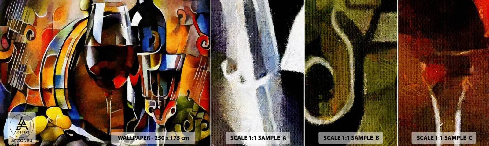 Fototapeten Muster Selbstklebend Deluxe Sticker - Und die Welt nimmt Farben an - Abstraktion, Kubismus, Stück - 100x30 cm