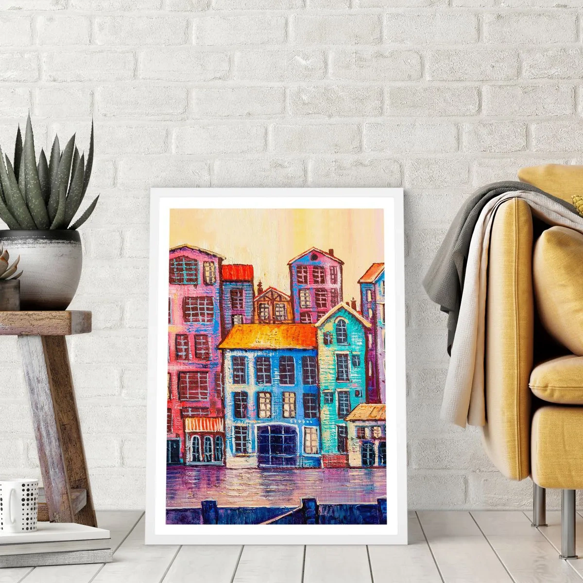 Poster in einem weißen Rahmen - Stadt wie aus einem Märchen - 70x100 cm