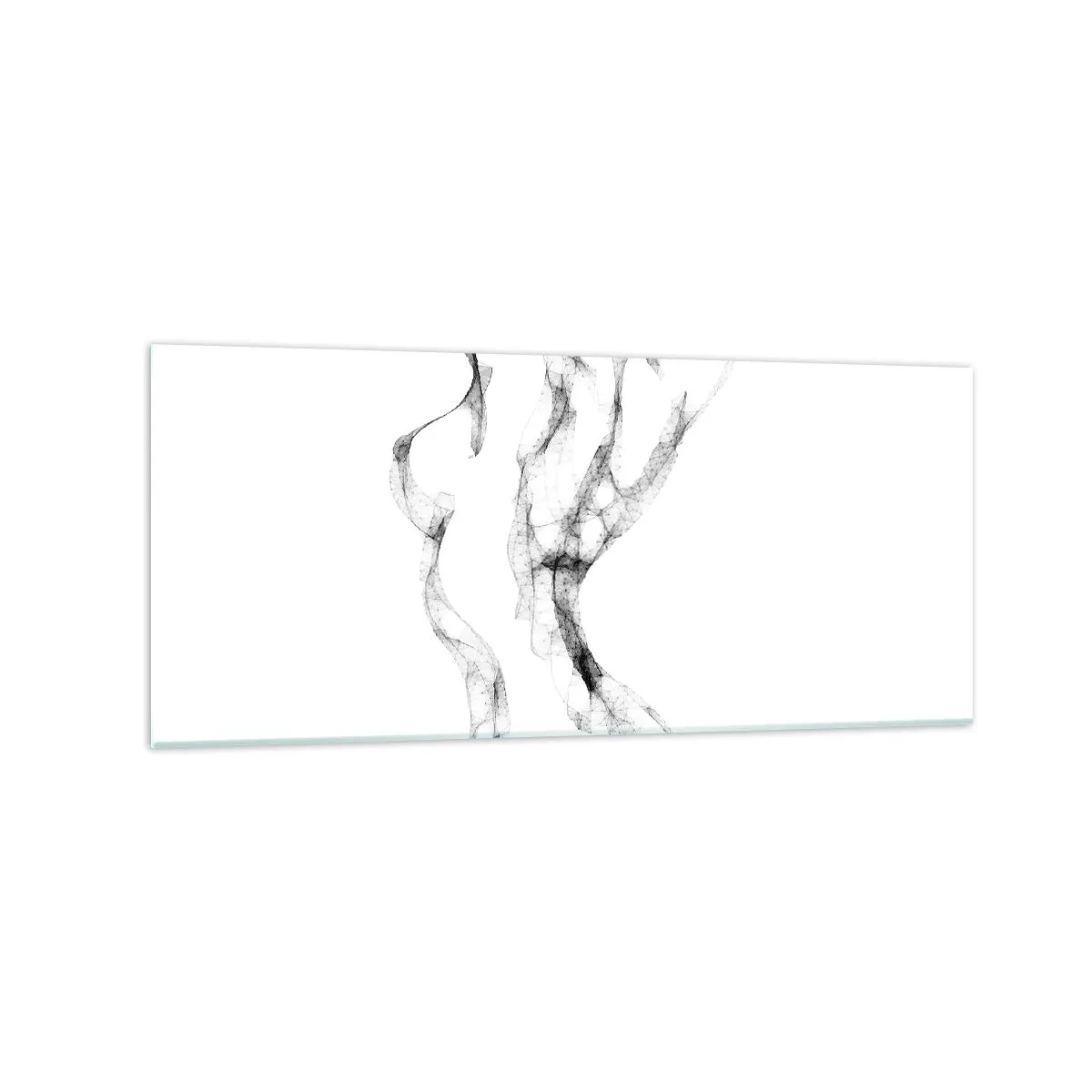 Glasbild - Bild auf glas - Zarte, abstrakte Linien, die Rauchfahnen ähneln, auf hellem Hintergrund - 120x50cm - Schön und stark - Moderne Wanddekoration für Wohnzimmer und Schlafzimmer ARTTOR