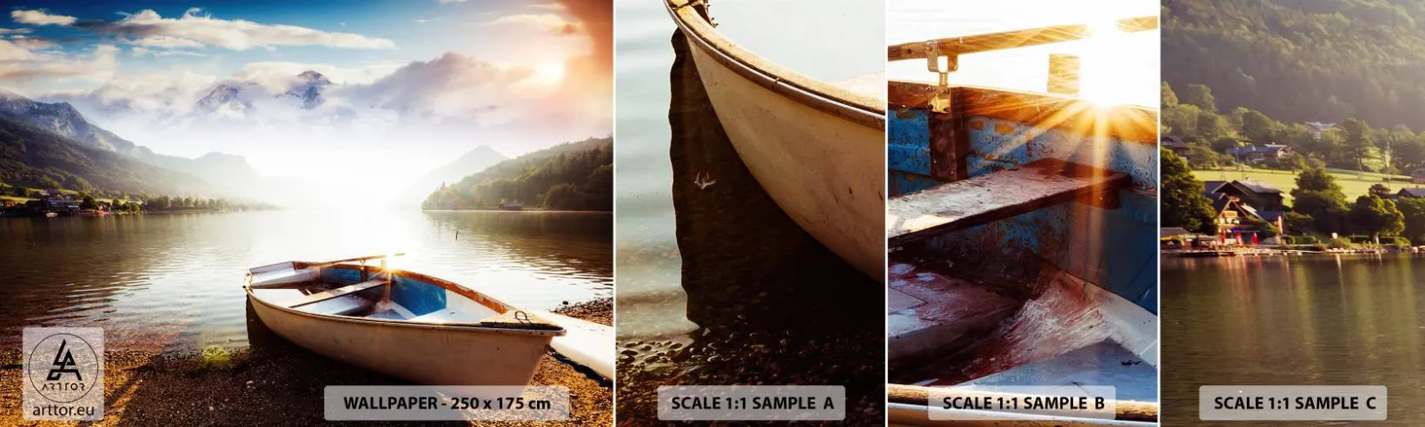 Fototapeten Muster Selbstklebend Deluxe Sticker - Am tollen und klaren Wasser - Landschaft, See, Berge - 100x30 cm