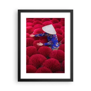 Poster in einem schwarzem Rahmen - Im Reisfeld - 30x40 cm